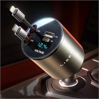 LISEN 4 in 1 Retractable iPhone Car Charger [All