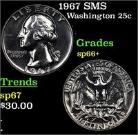 1967 SMS Washington Quarter 25c Grades sp66+