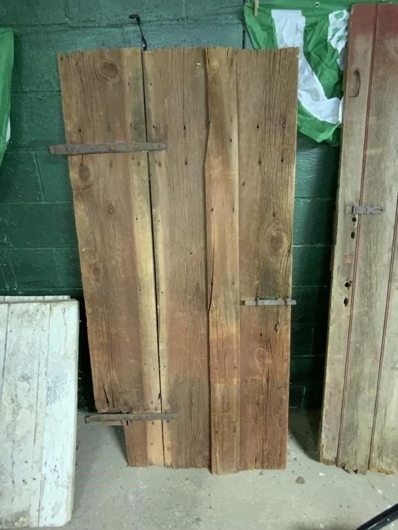 2 piece rustic red wooden barn door props as