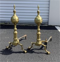 Vintage Pair of Brass Andirons S11B
