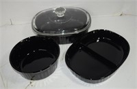 Three Pieces of Black Corningware