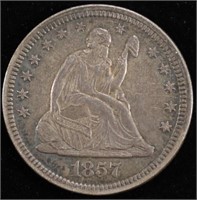 1857 SEATED LIBERTY QUARTER NICE ORIGINAL UNC