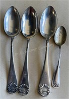 4 Sterling Silver Spoons, 1 Baby Spoon Santa