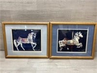 (2) Louff Carousel Signed Prints - Info On Back -