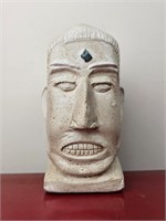 LAN Tribal Head Statue- One ear chipped 10"tall