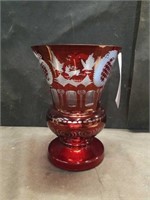 RED CUT TO CLEAR VASE - 11"