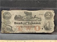 Bank of Tekama $2 Note 1857