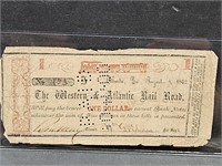 1862 Western & Atlantic Railroad $1 Note