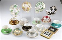 Tray of assorted cups and saucers