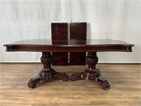 Dark Finish Double Pedestal Dining Table No Chrs