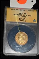 ANACS GRADED EF45 DETAILS 1835 $5 GOLD HALF EAGLE