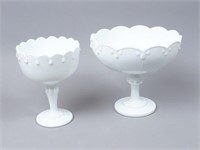 Indiana Milk Glass "Teardrop" Pedestal Compotes