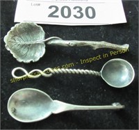 3 Vintage unusual salt spoons