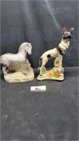 Vintage dog and horse figurines