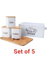 Set of 4- Kitchen Bread Bin white  (White Bread Bo