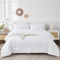 Bedorm White Comforter Set Queen Size Boho Bedding