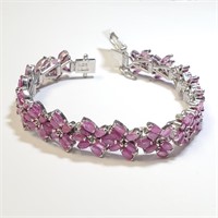 $1400 Silver Ruby 7.5" Bracelet