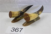 Vintage Pair of Cattle Horns S & P Shaker Set