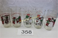 Set of 5 Coca Cola Holly Hobbie Christmas Glasses