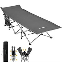 29.5" Extra Wide Folding Camping Cot, Grey