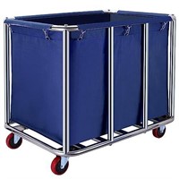 Commercial Laundry Cart w/ Wheels, Blue