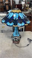 Blue Jeweled Tiffany Style Lamp