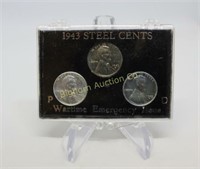 1943 War Time Steel Cent Mint Mark Set