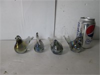 SET OF 4 GLASS BIRDS