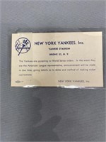 1940's-'50's New York Yankees W.S. Ticket Order