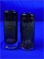 2pc Amber glass shot glasses