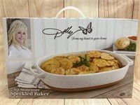 Dolly Parton 2.4qt Stoneware Speckled Baker NIB