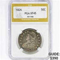 1826 Capped Bust Half Dollar PGA XF45 O-116A
