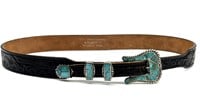 ‘Sterling’ Marked Belt Buckle with Turquoise