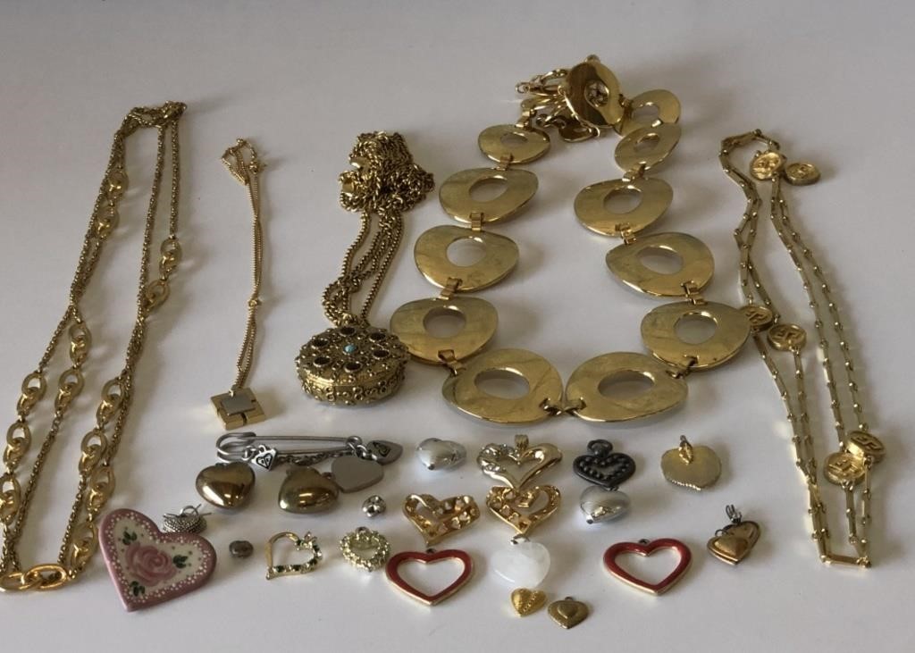 Vintage Gold Tone Jewelry-Hearts