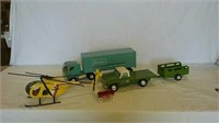 Toy Sears semi, helicopter,  Nylint pickup and