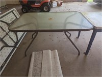 Outdoor metal and glass rectangular table 54x36