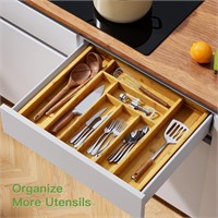 NEW Bamboo Expandable Drawer Organize