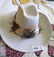 Mens feathered size large cowboy hat