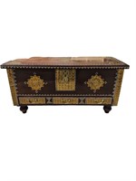 African Wood & Brass Decorated Storage Chest