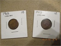 (2) 1903 Indian Head Cent