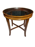 Oval glass insert side occasional table