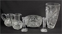 Six Pieces Leaded Crystal Glass, Pitchers Etc.