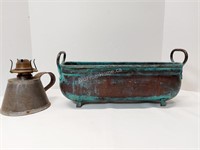 COPPER PLANTER + OIL LAMP BASE