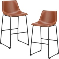Set of 2 Bar Height Faux Leather Stools