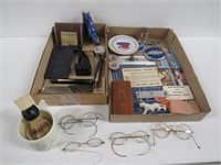 2 Trays Collectibles, Spectacles, Misc.