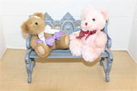 DOLL BENCH WITH BEARS HAS HANGERS ON BACK