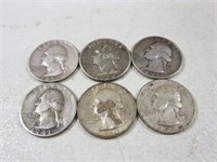 (6) Silver Quarters 90% Silver Content