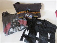 LOT COLLECTIBLE USED T-SHIRTS: STAR WARS, HARLEY D