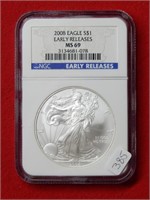 2008 American Eagle NGC MS69 1 Ounce Silver