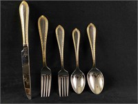 WATERFORD 5 Pc Setting Powerscourt Stainless Gold